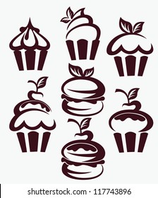 vector cupcakes silhouettes collection