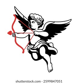 Vector Cupid Illustration Flash Tattoo Drawing Isolated