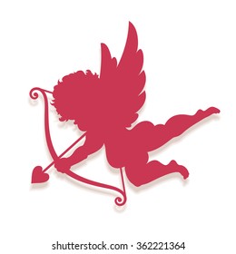 Vector Cupid silhouette isolated on white.