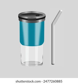 Vector de tazas y botella o vaso para beber