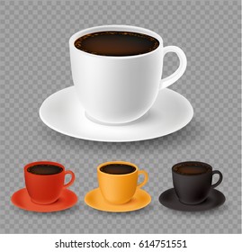 Vector cups of coffee collection. Vector illustration.