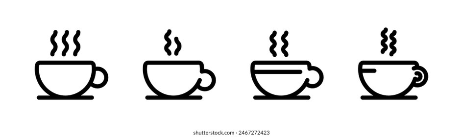 Vektorgrafik Tassen mit Kaffee. Kaffeetasse. Kaffeetasse Vektorgrafik Icon Set. Symbole für Heißgetränke.