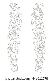 Vector curl. Foliage swirl with a bird. decorative filigree work of an element of design for an engraving