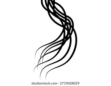 Vector rizo de cabello de líneas negras sobre fondo blanco. Elemento de diseño. Patrón para cubiertas, publicidad, impresión, fondo de Vector de moda