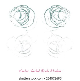 Vector curled brush strokes or stains with grunge texture looking like clews of knitting wool or rose flowers