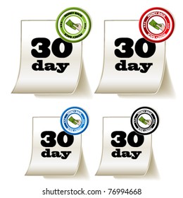 Vector curled papers with money back label