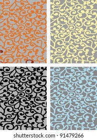 Vector curles on lace seamless background