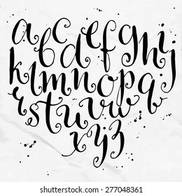 Vector Curly Alphabet. Artistic Hand Drawn Letters.