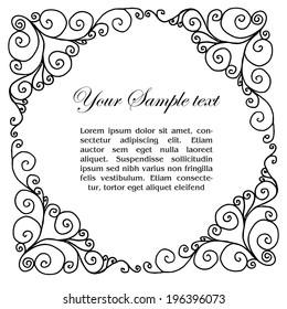 Vector Curly Border, Black And White With Place For Your Text