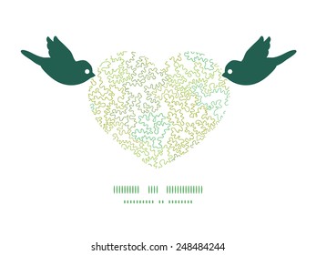 Vector curly doodle shapes birds holding heart silhouette frame pattern invitation greeting card template