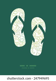 Vector curly doodle shapes flip flops silhouettes pattern frame