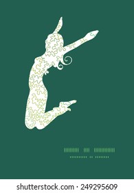 Vector curly doodle shapes jumping girl silhouette pattern frame