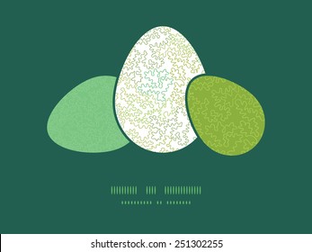 Vector curly doodle shapes three matching Easter egg sillhouettes frame card template