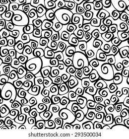 Vector curly doodle wave seamless pattern.  Can be used for fabrics, wallpapers, scrap-booking, ornamental template for design and decoration, etc
