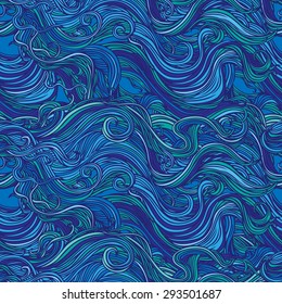 Vector curly doodle wave seamless pattern.  Can be used for fabrics, wallpapers, scrap-booking, ornamental template for design and decoration, etc