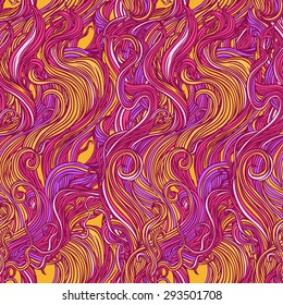 Vector curly doodle wave seamless pattern.  Can be used for fabrics, wallpapers, scrap-booking, ornamental template for design and decoration, etc