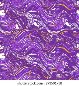 Vector curly doodle wave seamless pattern.  Can be used for fabrics, wallpapers, scrap-booking, ornamental template for design and decoration, etc