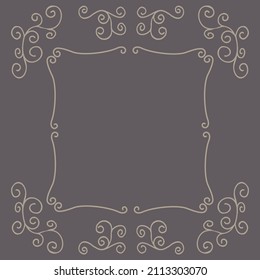 Vector Curly Frame With Sinuous Lines On A Brown Background