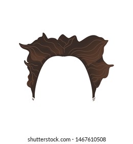 Vector curly hair photo booth prop, party costume scrapbooking decoration. Birthday, halloween party decor, retro paper mask for kids, selfie props design. Isolated illustration
