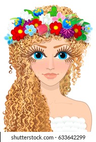 
vector curly haired blonde girl graphic character