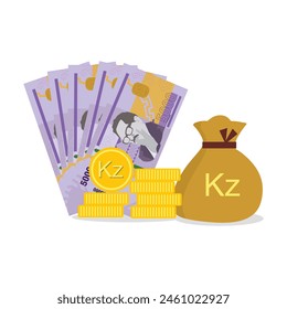 Vector Currency and bank of Angola Note, coin or bag Angola Currency or bank illustration, Angola Currency or bank picture or Angola Currency or bank image