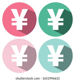 Designación de moneda vectorial. Signo de Yen con una larga sombra.