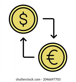 Vector Currency Exchange Filled Outline Icon Design
