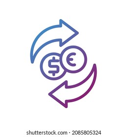 Vector currency exchange gradient icon,money and rate related 64x64 Pixel, white background