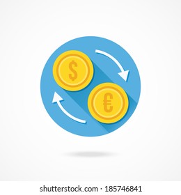 Icono de cambio de divisa del vector