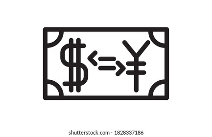 Icono de cambio de divisa del vector. Conversor de moneda, concepto de tipo de cambio. Elemento de diseño gráfico de calidad superior. Signo moderno, pictograma lineal, símbolo de contorno, icono de línea delgada simple
