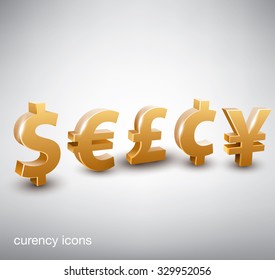 Vector currency icons.