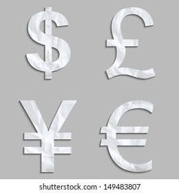 Vector Currency icons made of paper