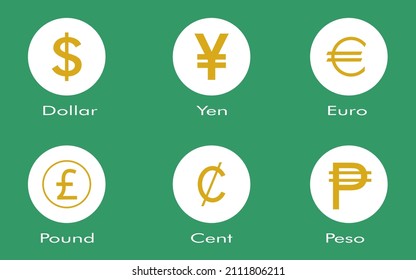 Vector currency icons set for graphics, apps and websites