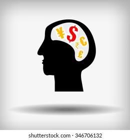 Vector : Currency symbol in brain logo