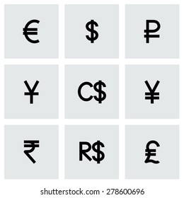 Vector Currency symbol icon set on grey background