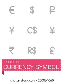 Vector Currency symbol icon set on grey background