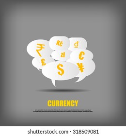Vector : Currency symbol on bubble quotes