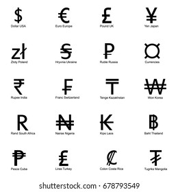 Vector Currency Symbols Black On White Stock Vector (Royalty Free ...