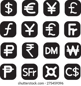 Vector currency Symbols set.