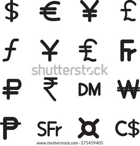 Vector Currency Symbols Set Stock Vector (Royalty Free) 275459405