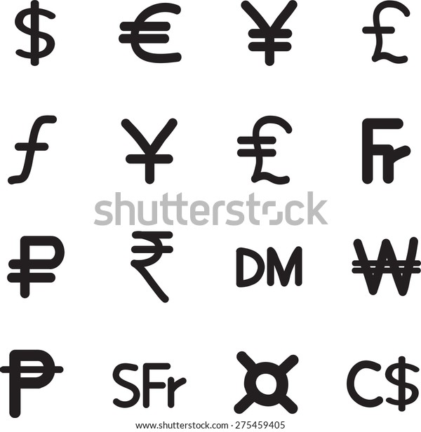 Vector Currency Symbols Set Stock Vector Royalty Free 275459405