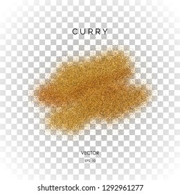Vector curry powder isolated on white background.  Kitchen herbs. Spicy seasoning. Vector culinary design elements.