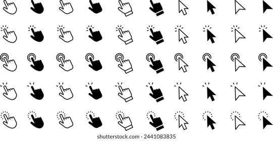 Vector cursor and arrow icon set