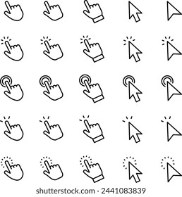 Vector cursor and arrow icon set