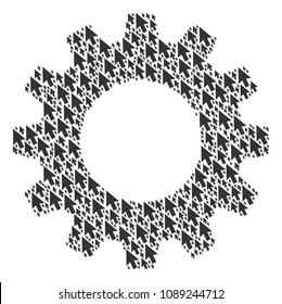 Vector cursor arrow icons are arranged into cogwheel illustration. Engineering design concept constructed from cursor arrow items.