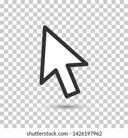 Vector cursor icon on transparent. Arrow symbol. For design, web site design, logo, app, UI.