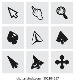 Vector cursor icon set on grey background