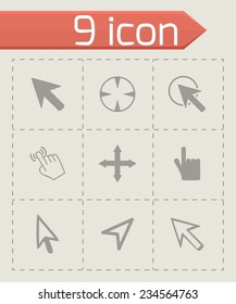 Vector cursor icons set on grey background