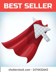 Vector cursor template in cape. Vector design elements with internet symbol. Click icon in red cloak. Isolated illustration on a white background.