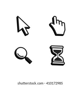 Vector cursors, hourglass,  pointer icon. Set of cursors for your application, on a white background ,Technology style.
